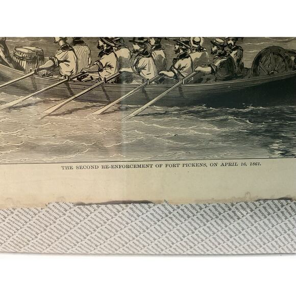 Antique Newspaper Civil War 1861 Second Re-Enforcement Harper’s Military 1800s - Picture 7 of 7